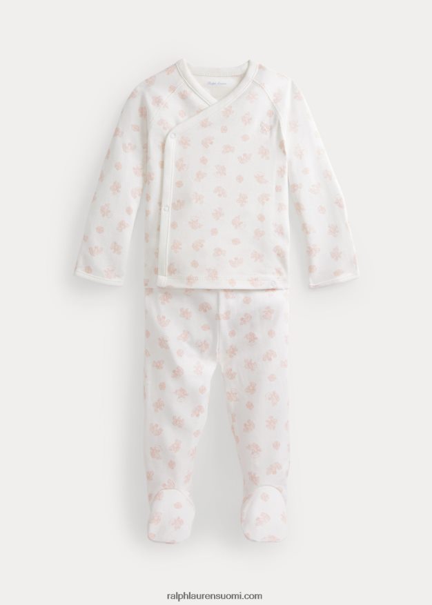 Ralph Lauren vauva karhukuvioinen luomupuuvillainen toppi & housutsetti 0Z24ZR7794 pinkki multi