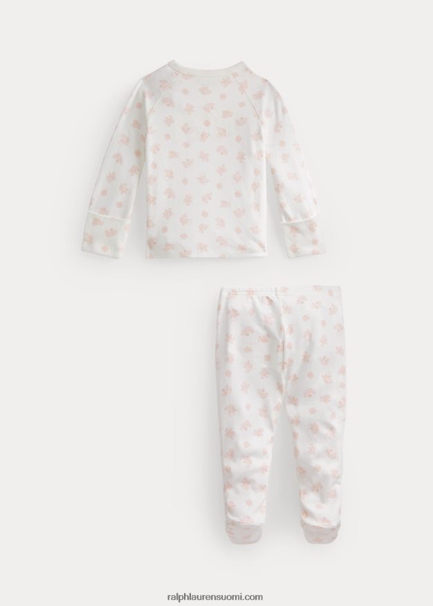 Ralph Lauren vauva karhukuvioinen luomupuuvillainen toppi & housutsetti 0Z24ZR7794 pinkki multi
