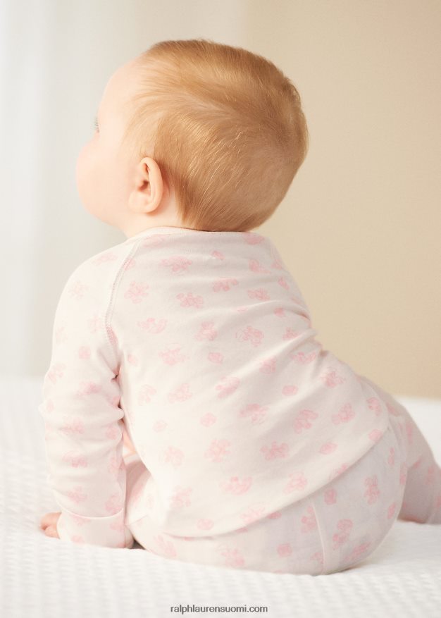 Ralph Lauren vauva karhukuvioinen luomupuuvillainen toppi & housutsetti 0Z24ZR7794 pinkki multi