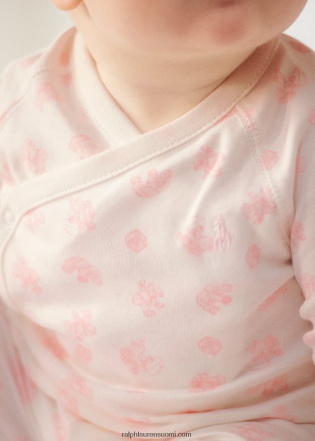 Ralph Lauren vauva karhukuvioinen luomupuuvillainen toppi & housutsetti 0Z24ZR7794 pinkki multi