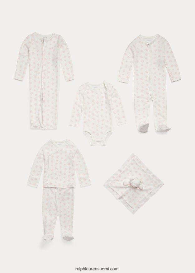 Ralph Lauren vauva karhukuvioinen luomupuuvillainen toppi & housutsetti 0Z24ZR7794 pinkki multi