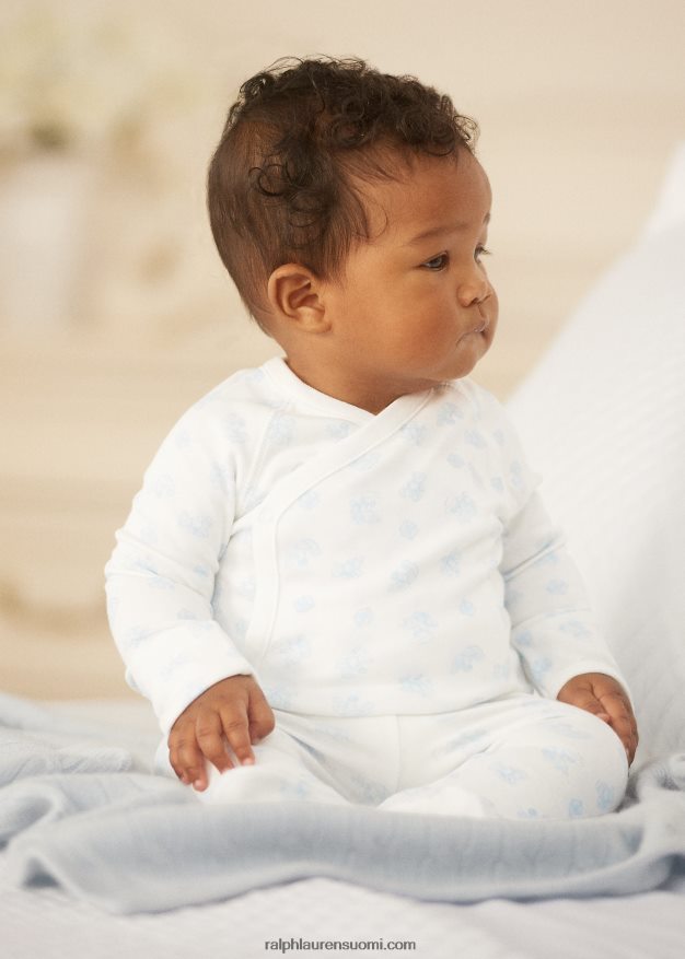 Ralph Lauren vauva karhukuvioinen puuvillapusero ja housutsetti 0Z24ZR7796 sininen multi