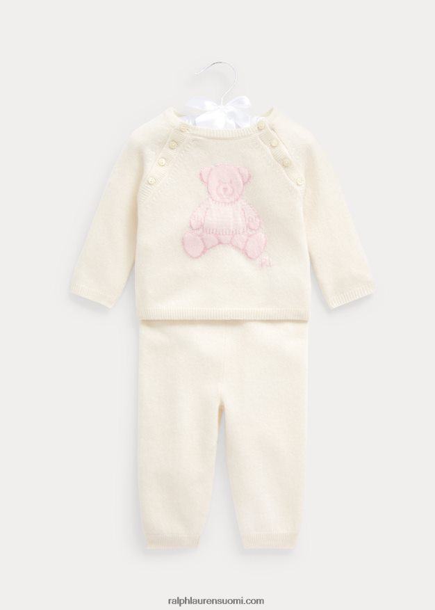 Ralph Lauren vauva karhun kashmir toppi & housusetti 0Z24ZR7799 vaalea pinkki