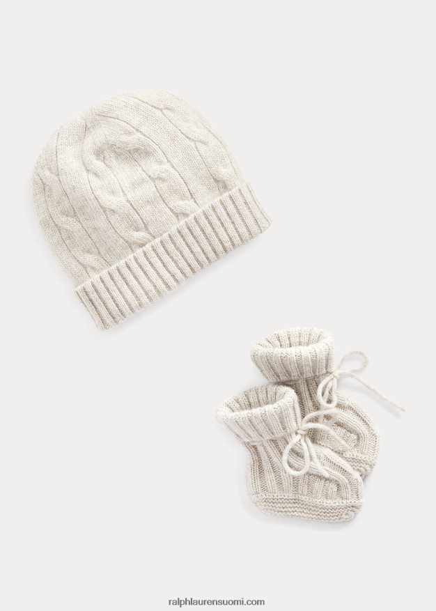 Ralph Lauren vauva kashmir pipo & bootie setti 0Z24ZR8034 vaaleanharmaa kanerva