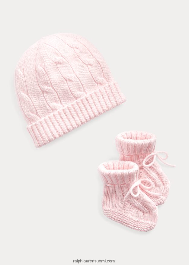 Ralph Lauren vauva kashmir pipo & bootie setti 0Z24ZR8036 aamu pinkki