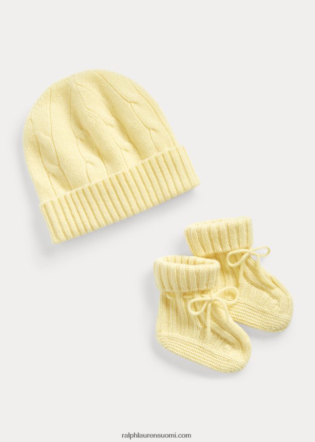 Ralph Lauren vauva kashmir pipo & bootie setti 0Z24ZR8041 beekman keltainen
