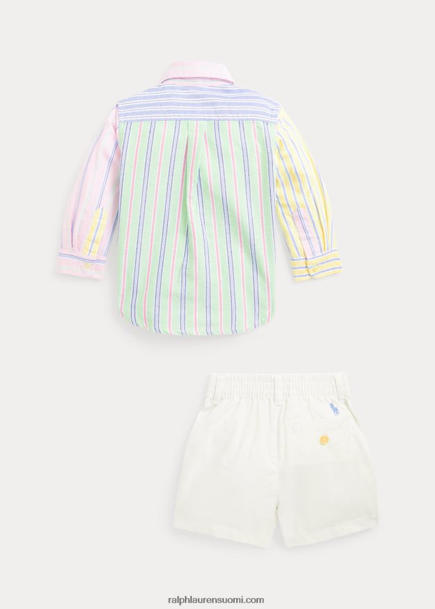 Ralph Lauren vauva oxford hauska paita & chino lyhyt setti 0Z24ZR8186 raidallinen hauska paita
