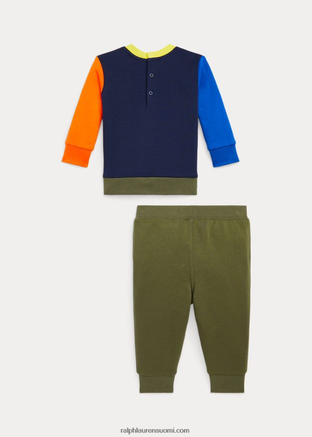 Ralph Lauren vauva polo bear fleece-huppari & housutsetti 0Z24ZR8207 risteily laivasto/tumma salvia