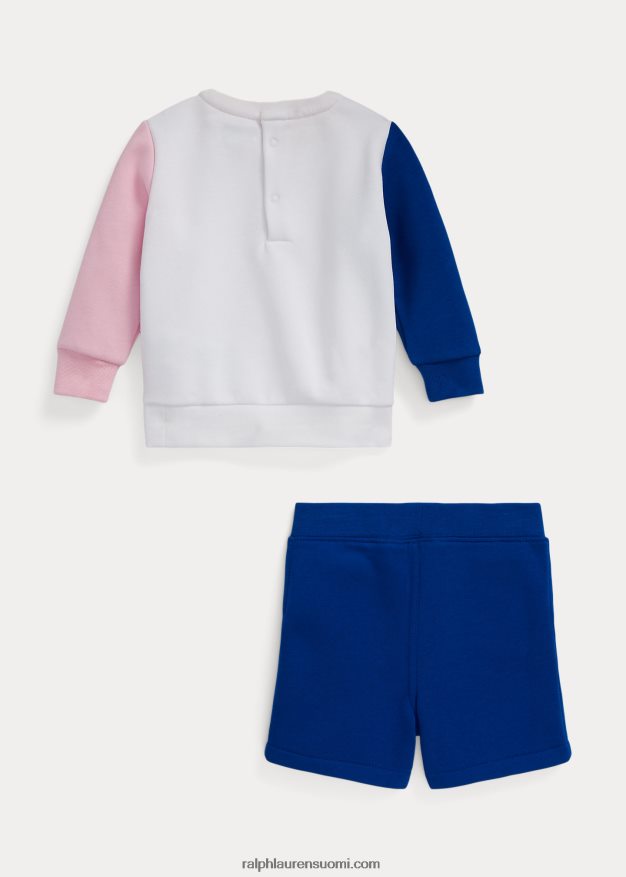 Ralph Lauren vauva poolokarhu fleece-villapaita ja lyhyt setti 0Z24ZR7766 valkoinen multi