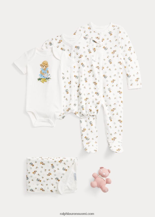Ralph Lauren vauva poolokarhu puuvillainen 5-osainen lahjasetti 0Z24ZR7822 tyttö puutarhakarhu