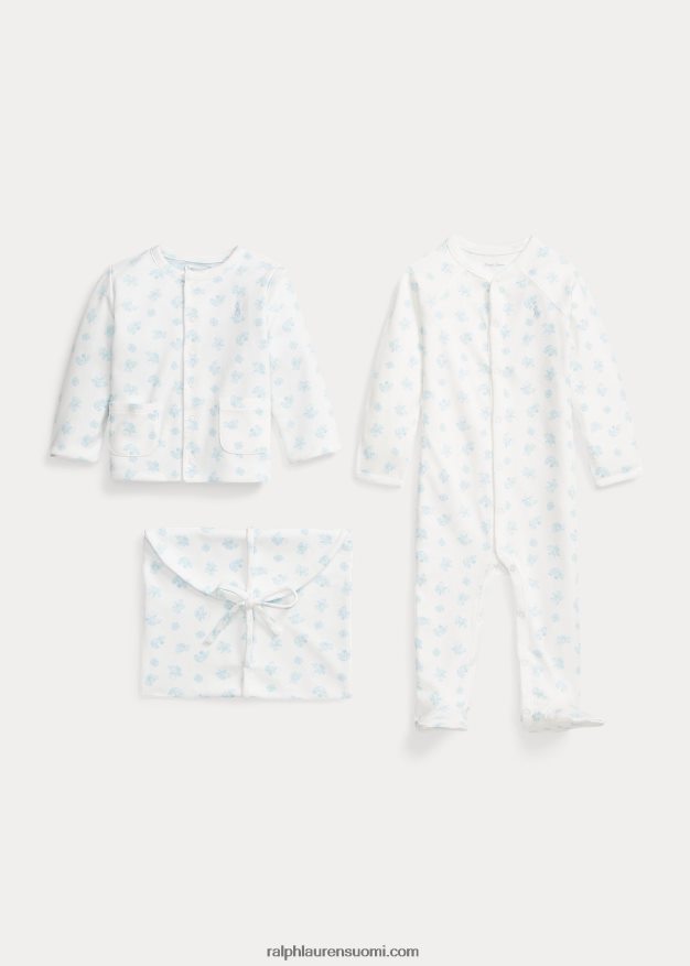 Ralph Lauren vauva puuvillainen 3-osainen lahjasetti 0Z24ZR7824 berylinsininen multi