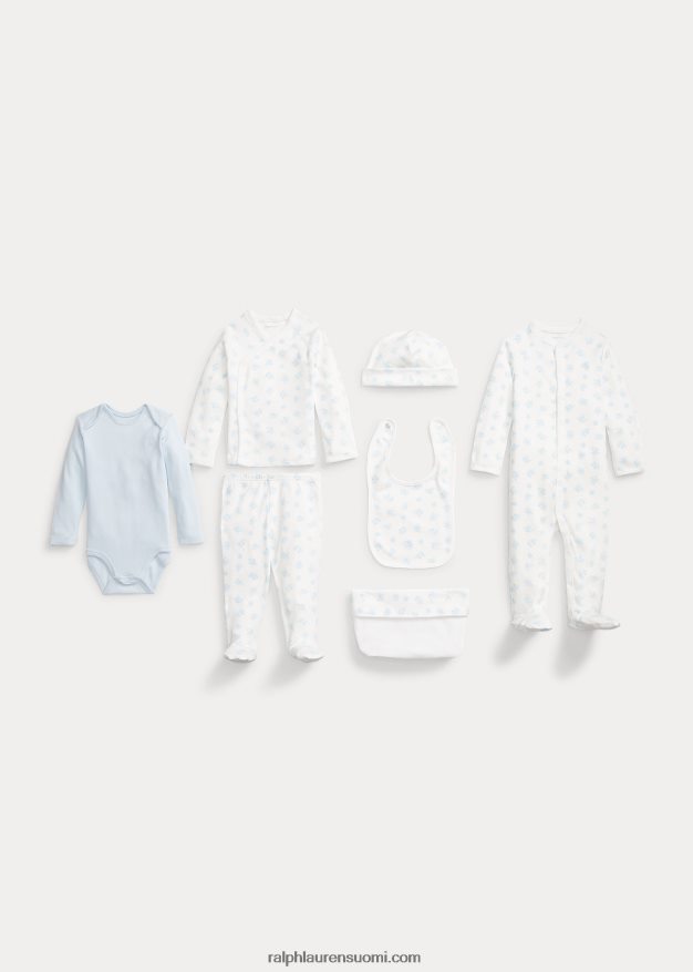 Ralph Lauren vauva puuvillainen 7-osainen lahjasetti 0Z24ZR7814 berylinsininen multi