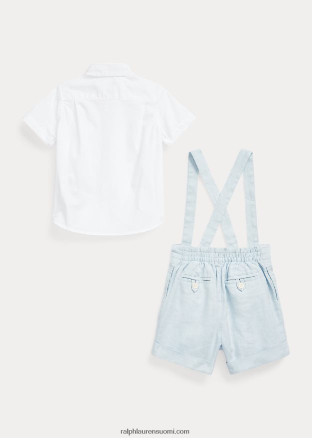 Ralph Lauren vauva puuvillapaita ja pellavahaalari 0Z24ZR7806 beryllinsininen/valkoinen