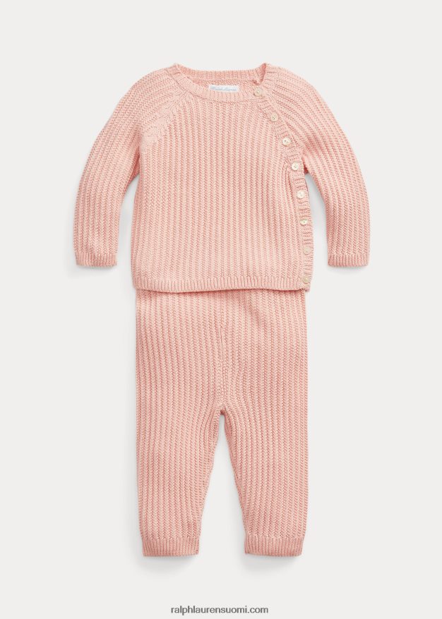 Ralph Lauren vauva puuvillapusero ja housutsetti 0Z24ZR7793 vaaleanpunainen