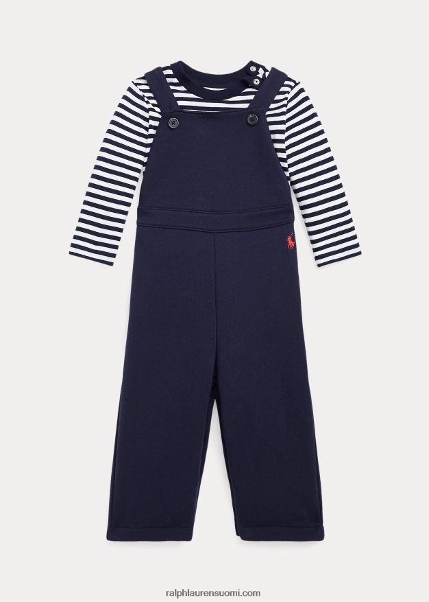 Ralph Lauren vauva raidallinen jersey-t- ja fleecehaalari 0Z24ZR8206 risteily laivasto/valkoinen