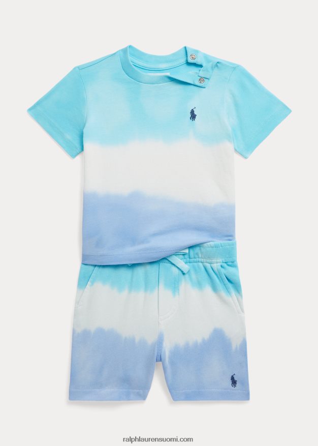 Ralph Lauren vauva solmittava jersey t-paita & spa frotee lyhyt setti 0Z24ZR7767 island aqua solmioväri
