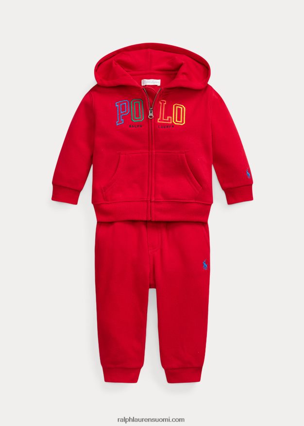 Ralph Lauren vauva täysvetoketjullinen fleece-huppari ja housutsetti 0Z24ZR8196 Rl 2000 punainen