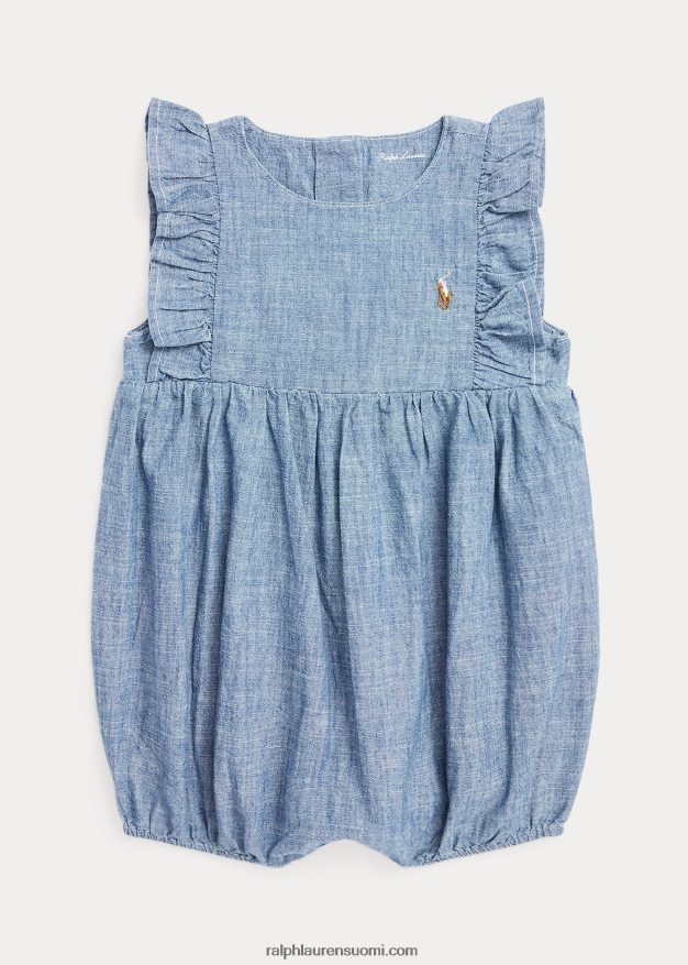 Ralph Lauren vauva chambray bubble shortall 0Z24ZR7680 indigo
