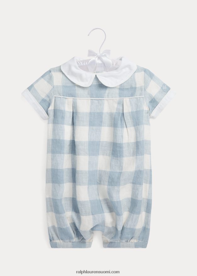 Ralph Lauren vauva gingham pellavakupla shortall 0Z24ZR7691 sininen gingham