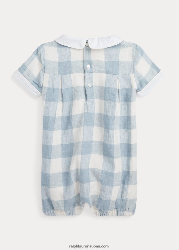 Ralph Lauren vauva gingham pellavakupla shortall 0Z24ZR7691 sininen gingham