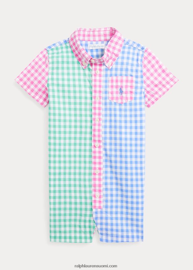 Ralph Lauren vauva gingham puuvilla popliini hauska shortall 0Z24ZR8148 hauska paita
