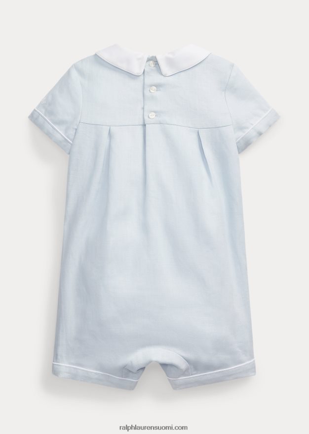 Ralph Lauren vauva käsin smocked pellavakupla shortall 0Z24ZR10028 berylinsininen