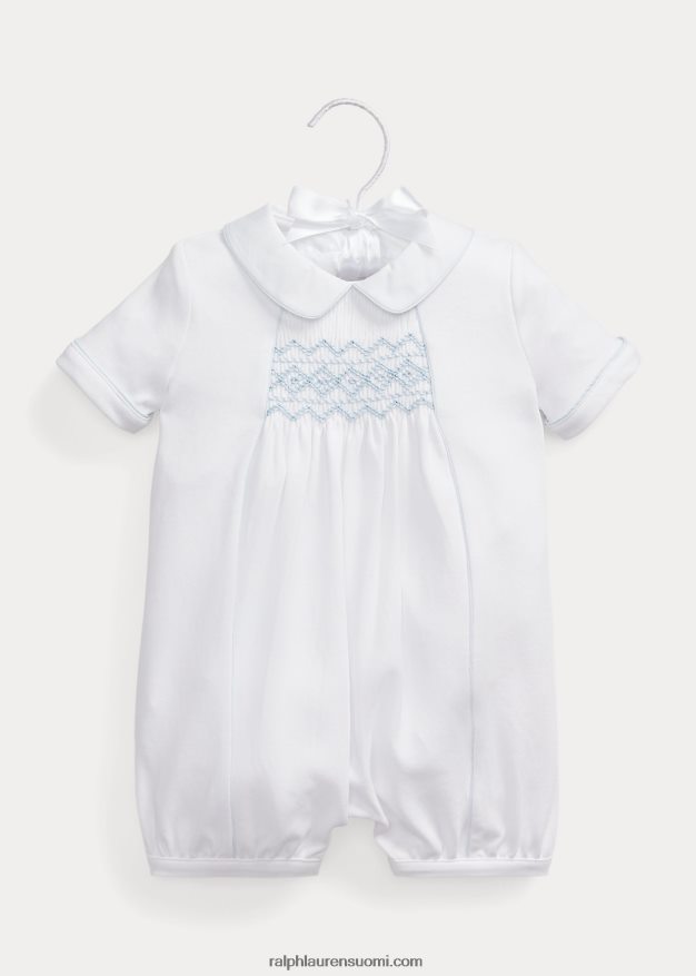 Ralph Lauren vauva käsin smocked puuvillakupla shortall 0Z24ZR10029 valkoinen