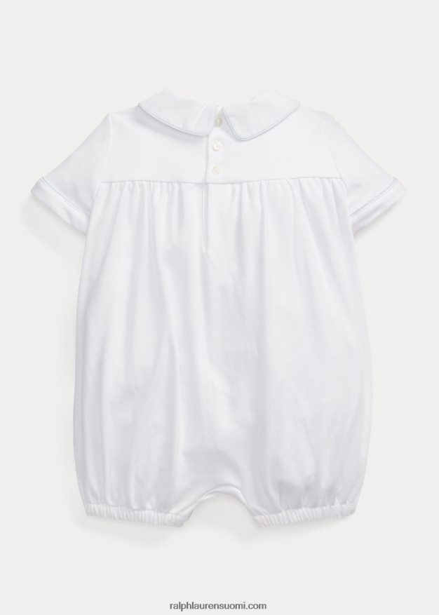 Ralph Lauren vauva käsin smocked puuvillakupla shortall 0Z24ZR10029 valkoinen