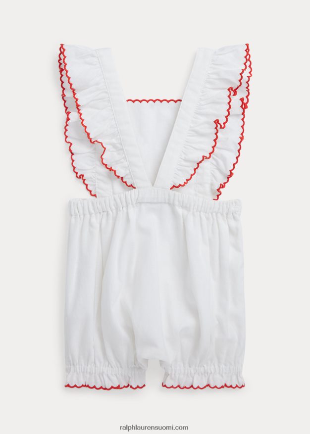 Ralph Lauren vauva mansikka pellava-puuvillakupla shortall 0Z24ZR10024 valkoinen