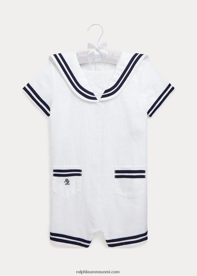 Ralph Lauren vauva pellava merimies shortall 0Z24ZR7689 valkoinen
