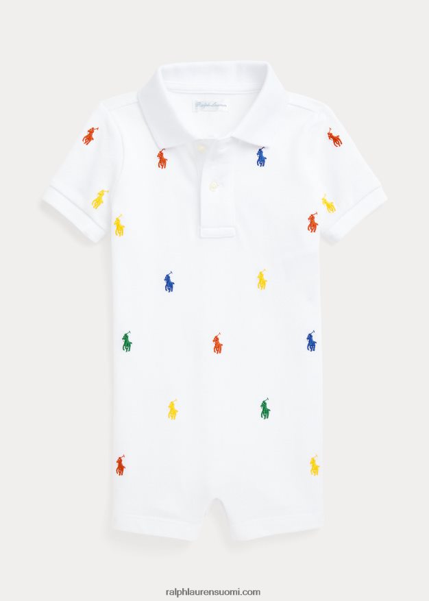 Ralph Lauren vauva polo poni puuvillaverkko poolo shortall 0Z24ZR8142 valkoinen