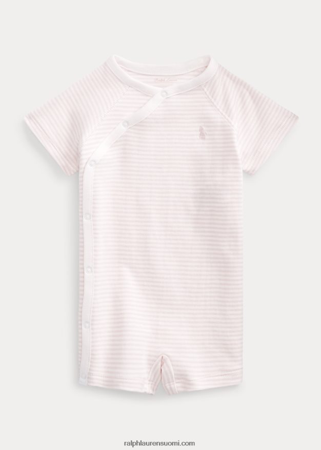 Ralph Lauren vauva raidallinen luomupuuvillahousu 0Z24ZR7673 herkkä vaaleanpunainen/valkoinen