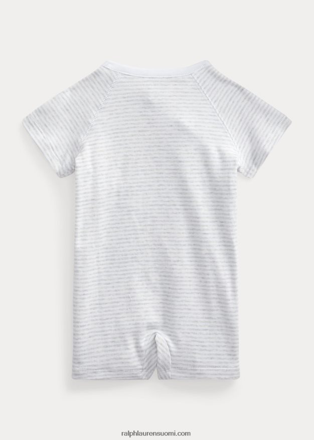 Ralph Lauren vauva raidallinen puuvillainterlock lyhyt 0Z24ZR7681 kvartsi kanerva/valkoinen