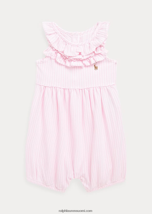 Ralph Lauren vauva raidallinen röyhelöverkkokupla shortall 0Z24ZR7679 carmel pink multi