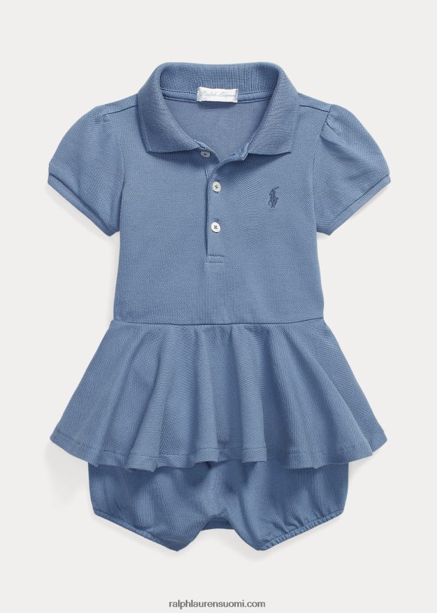 Ralph Lauren vauva stretch mesh peplum poolo shortall 0Z24ZR8138 caprin sininen