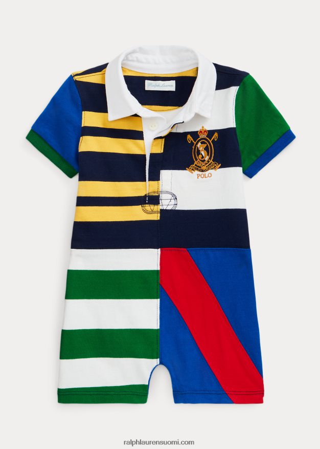 Ralph Lauren vauva tilkkupuuvillainen rugby shortall 0Z24ZR8146 newport navy multi