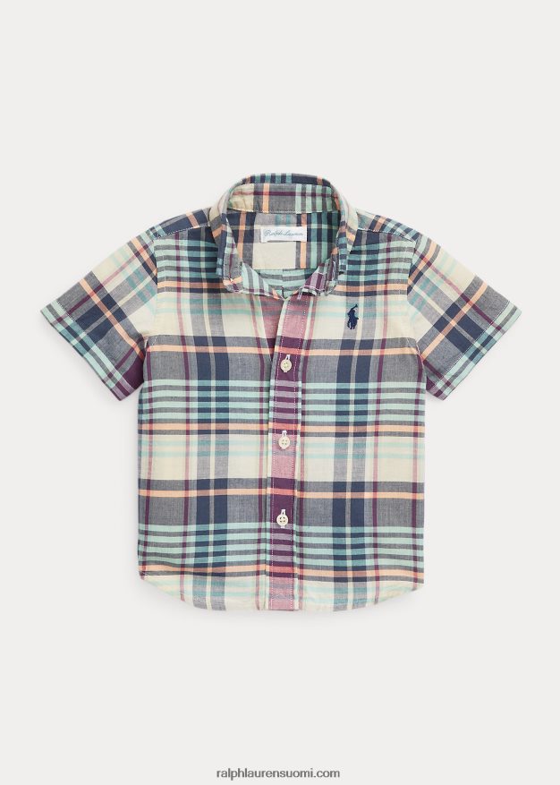 Ralph Lauren vauva indigopuuvillainen madras lyhythihainen paita 0Z24ZR7888 kerma/laivasto multi