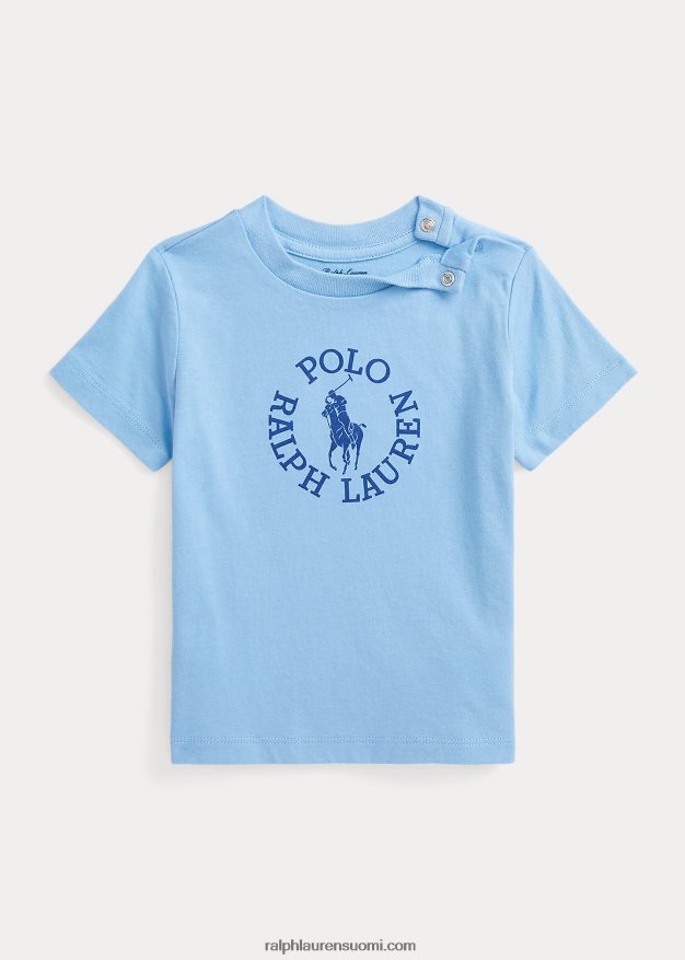 Ralph Lauren vauva iso ponilogoinen puuvillainen trikoopaita 0Z24ZR7880 puuterinsininen
