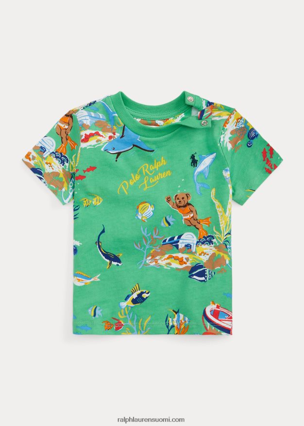Ralph Lauren vauva poolo karhu puuvilla jersey t-paita 0Z24ZR8252 klassinen kelly vihreä