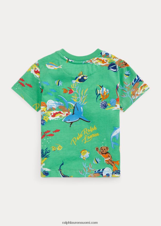 Ralph Lauren vauva poolo karhu puuvilla jersey t-paita 0Z24ZR8252 klassinen kelly vihreä