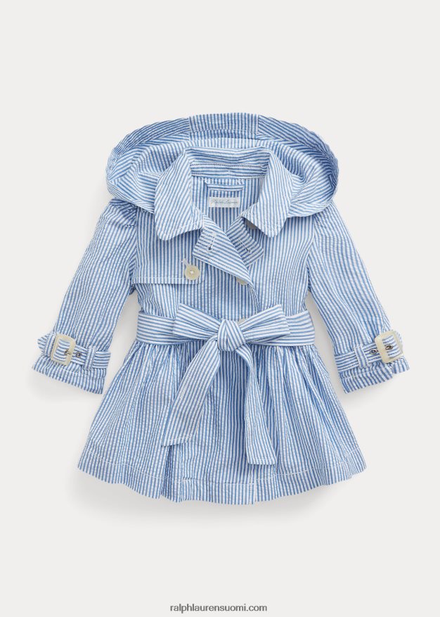 Ralph Lauren vauva seersucker hupullinen trenssitakki 0Z24ZR8328 sinivalkoinen