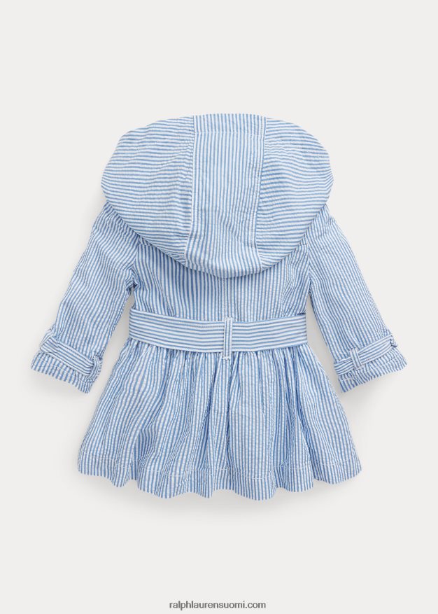 Ralph Lauren vauva seersucker hupullinen trenssitakki 0Z24ZR8328 sinivalkoinen