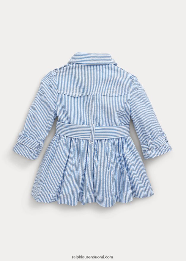 Ralph Lauren vauva seersucker hupullinen trenssitakki 0Z24ZR8328 sinivalkoinen