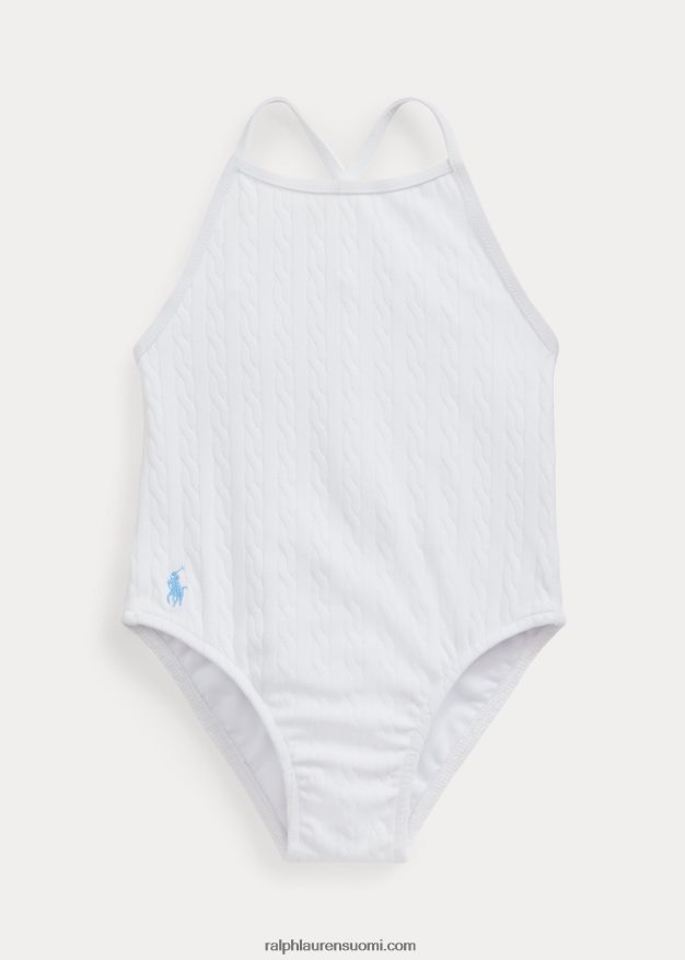 Ralph Lauren vauva stretch jacquard yksiosainen uimapuku 0Z24ZR7940 valkoinen