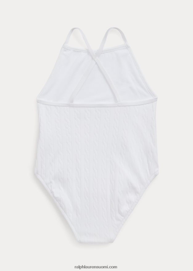 Ralph Lauren vauva stretch jacquard yksiosainen uimapuku 0Z24ZR7940 valkoinen